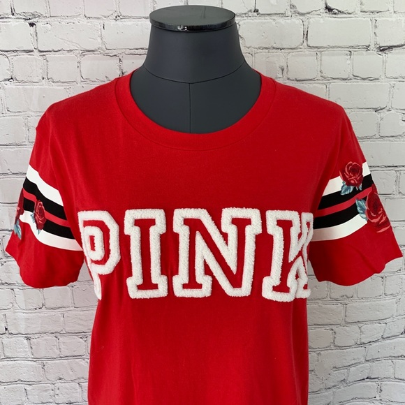 SOLD | VS PINK Red Rose Embroidered T-Shirt XS NWT - Picture 2 of 5